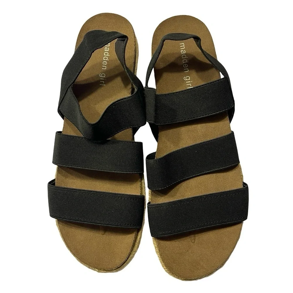 Worn Once Madden Girl Black Crispp Espadrille Slip on Sandal Size 11 comes w/box